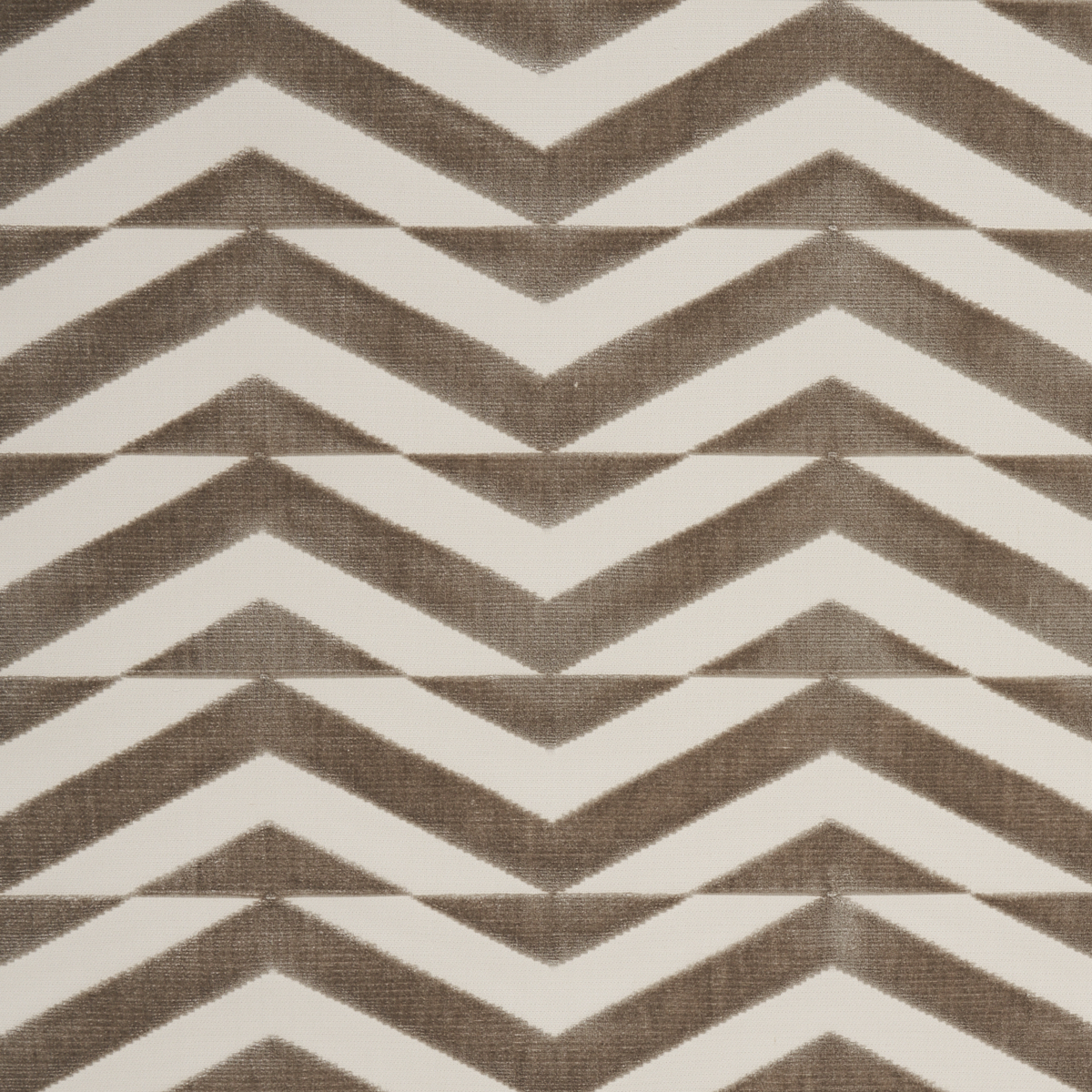 BROKEN CHEVRON CUT VELVET – TAUPE ON IVORY
