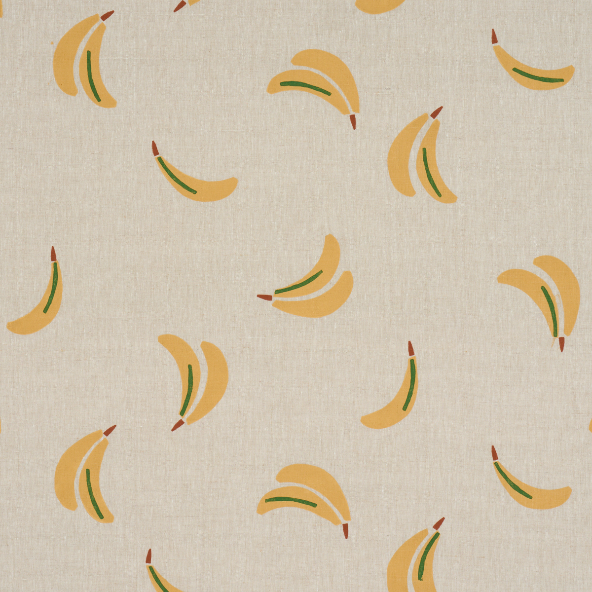 BANANA STAND HAND BLOCK PRINT – OCHRE AND GREEN ON NATURAL