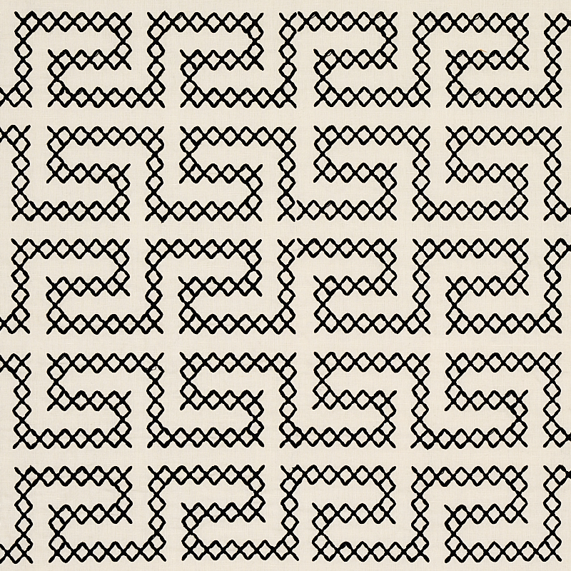 A MAZE EMBROIDERY – BLACK ON IVORY