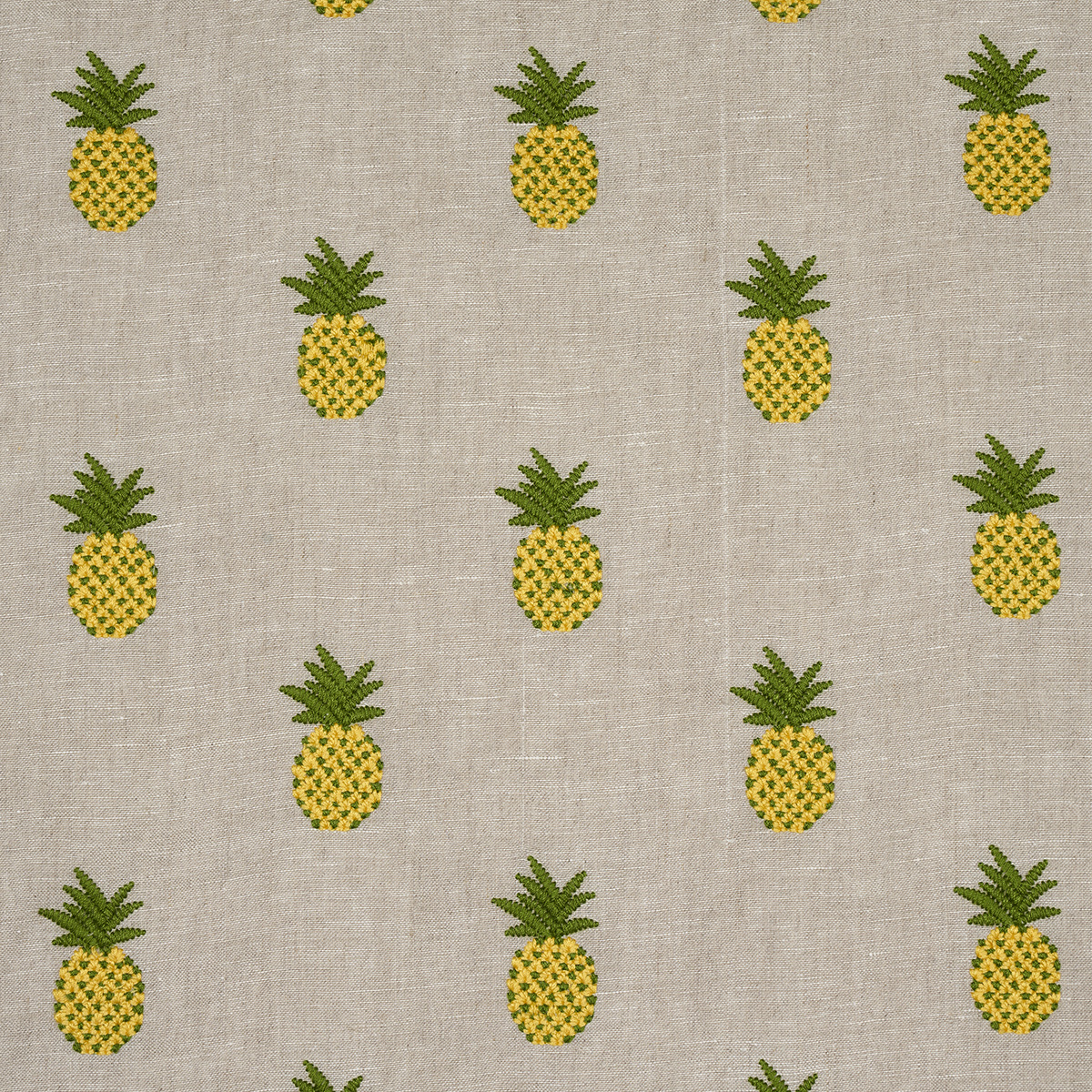 PINEAPPLE EMBROIDERY – GREEN ON NATURAL