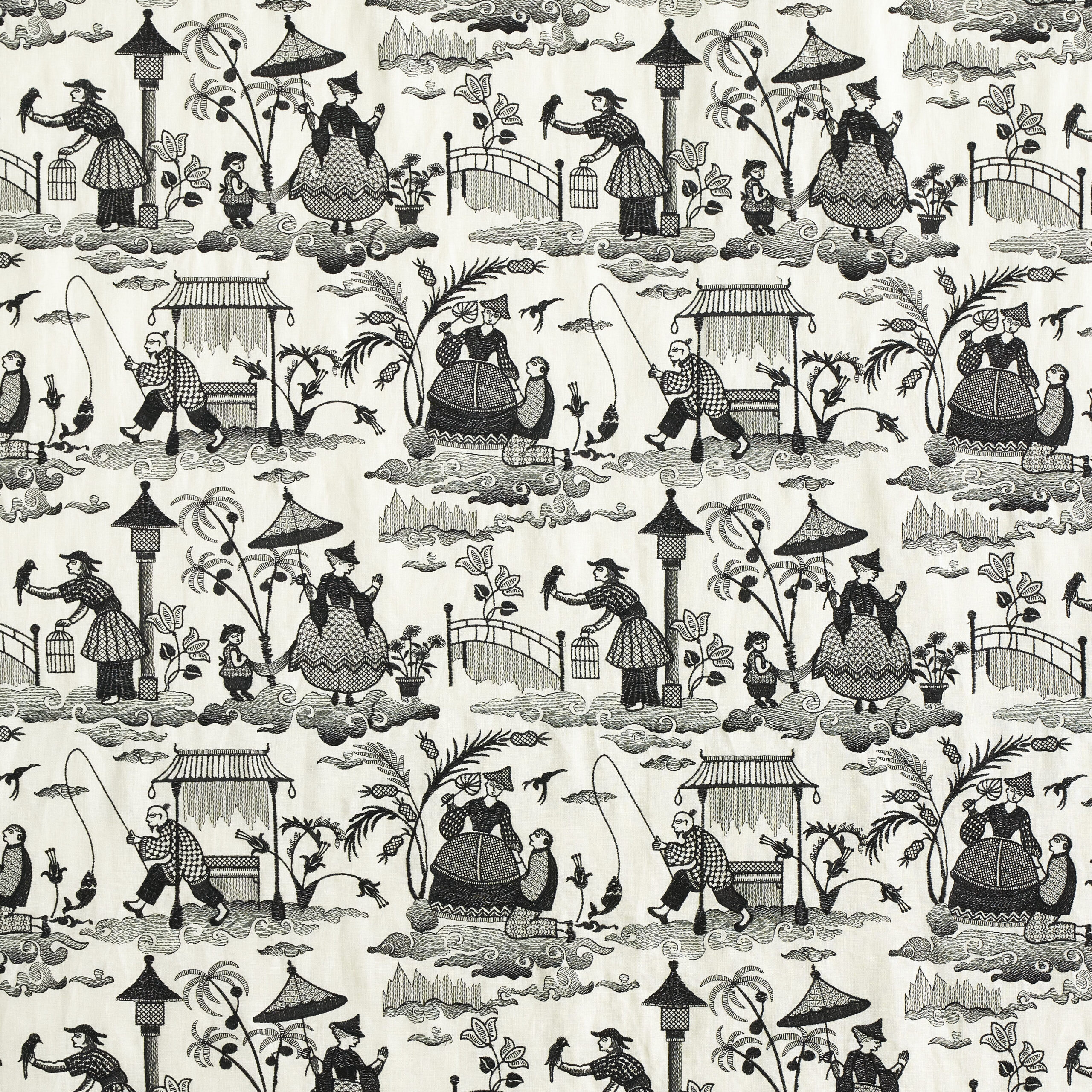 Bassano Embroidered Toile – BLACK