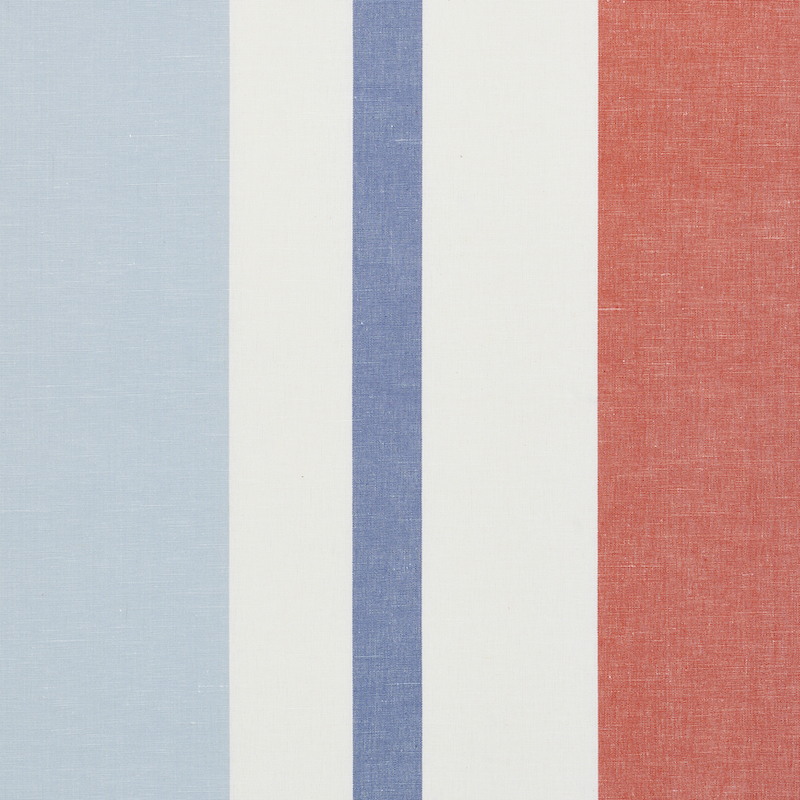 LOLLAND LINEN STRIPE – SKY & CORAL