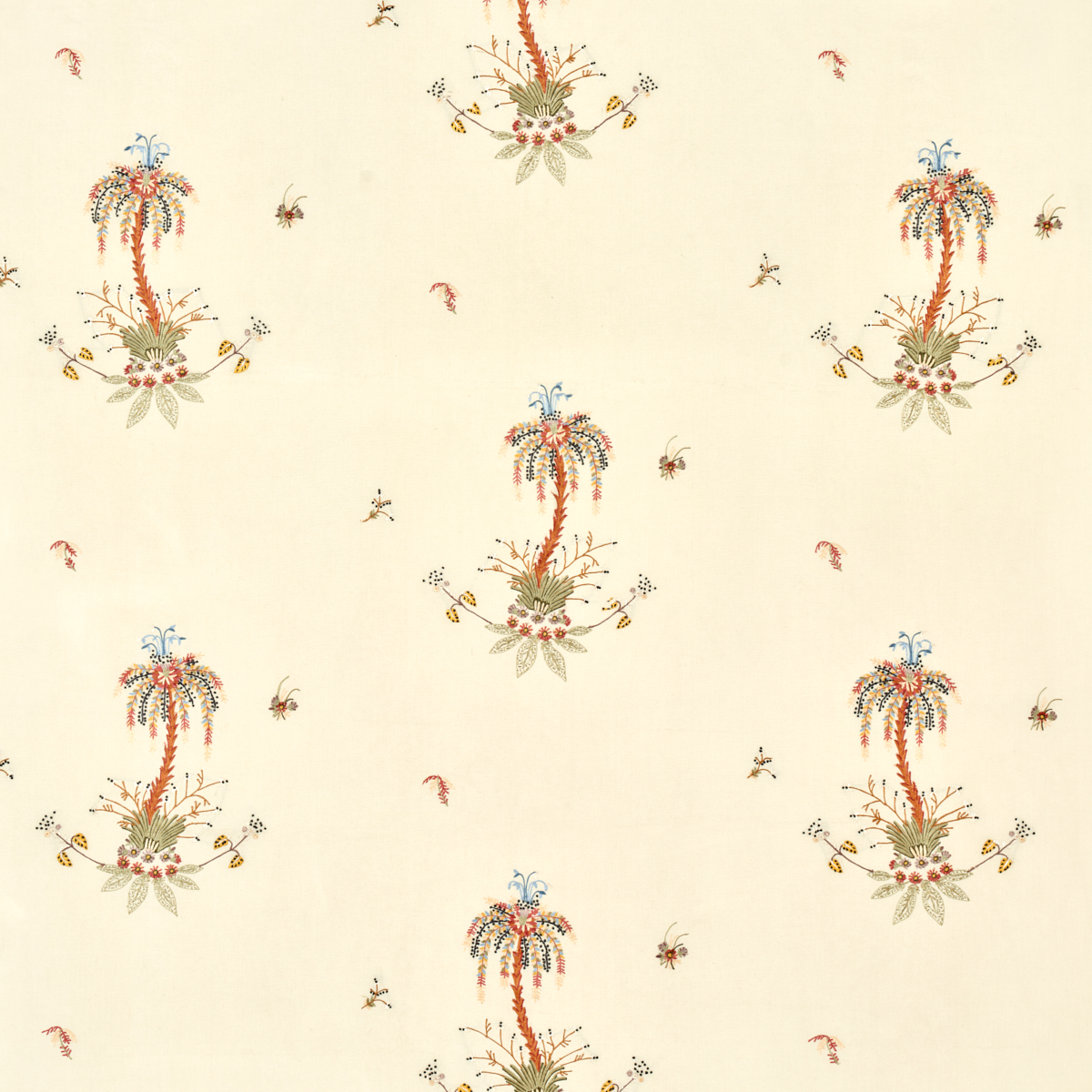 Royal Poinciana Hand Embroidery – MULTI ON CREME