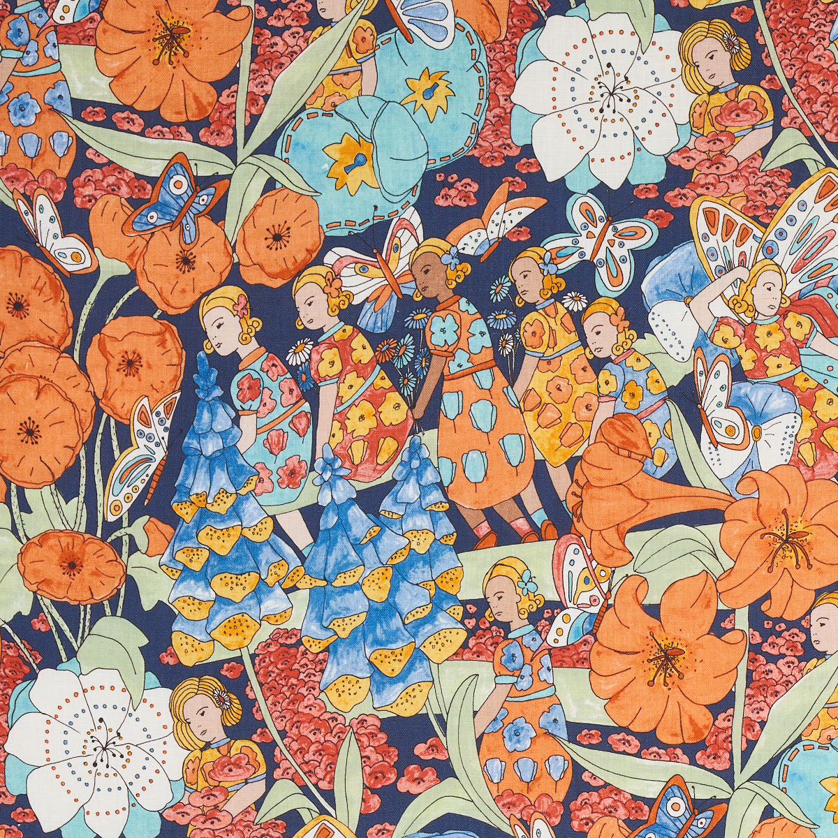 FAIRIE GARDEN – ORANGE AND NAVY