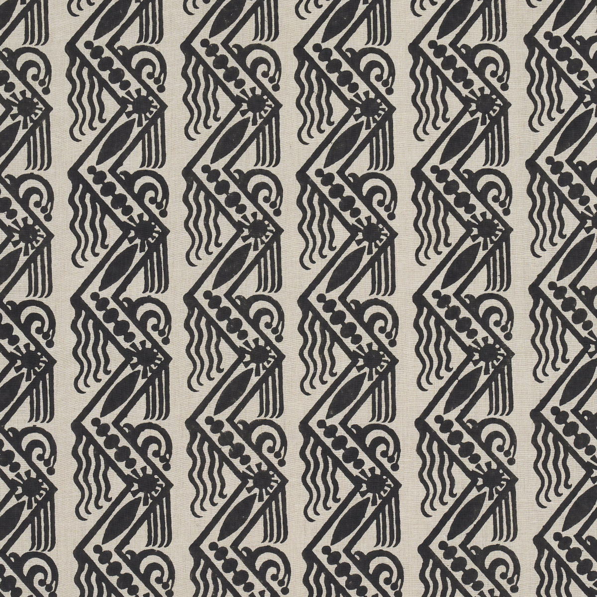 VENETIAN ZIG ZAG BLOCK PRINT – BLACK ON NATURAL